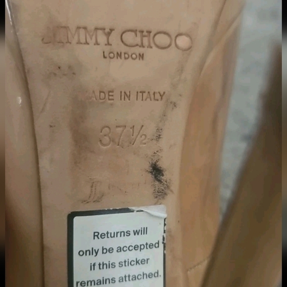 Jimmy Choo Womens Nude Patent Leather Luna Peep Toe Platform Pumps 37.5 - Picture 10 of 15